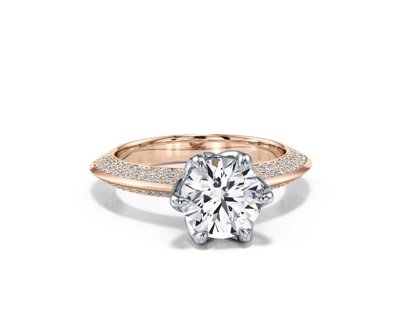 1.8CT Lab-Created Diamond D/VVS1 Round Cut 14K Gold Prong Knife Edge Accent Ring - Picture 16 of 50