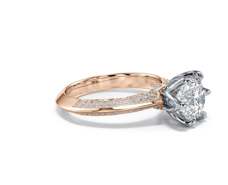 1.8CT Lab-Created Diamond D/VVS1 Round Cut 14K Gold Prong Knife Edge Accent Ring - Picture 17 of 50