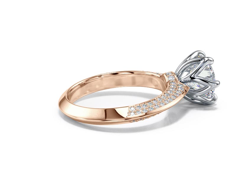 1.8CT Lab-Created Diamond D/VVS1 Round Cut 14K Gold Prong Knife Edge Accent Ring - Picture 18 of 50