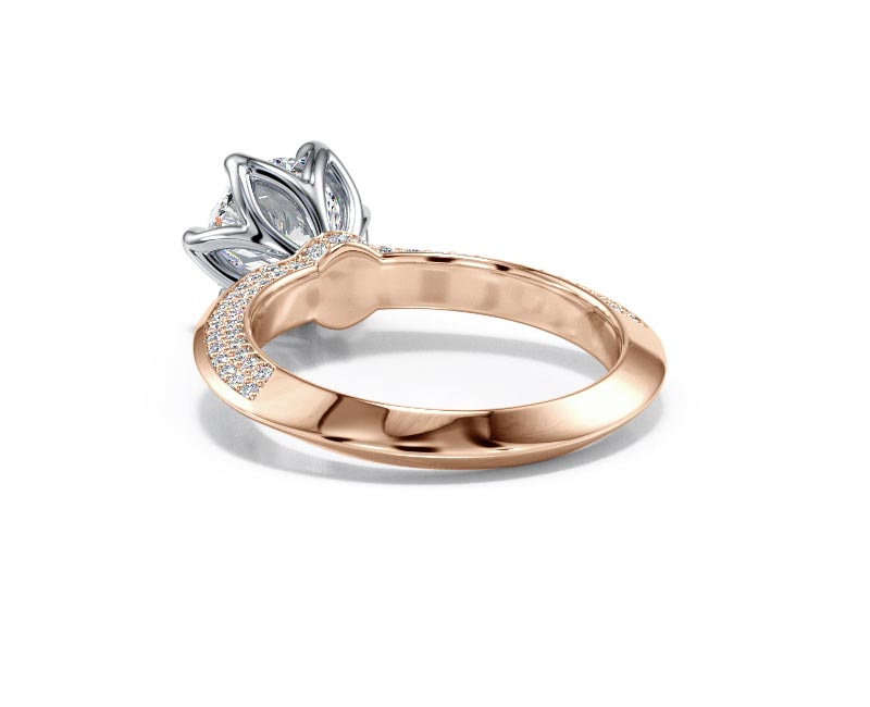 1.8CT Lab-Created Diamond D/VVS1 Round Cut 14K Gold Prong Knife Edge Accent Ring - Picture 20 of 50