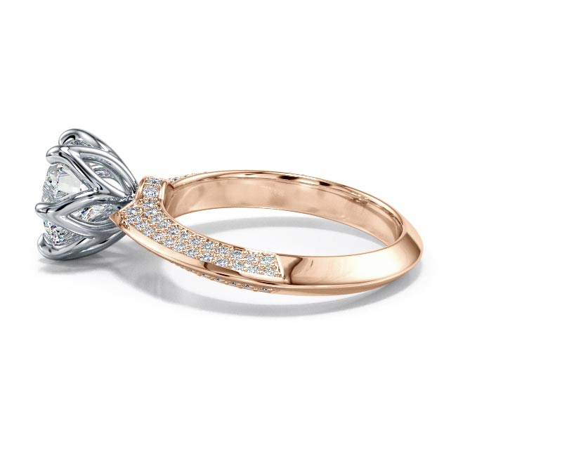 1.8CT Lab-Created Diamond D/VVS1 Round Cut 14K Gold Prong Knife Edge Accent Ring - Picture 21 of 50