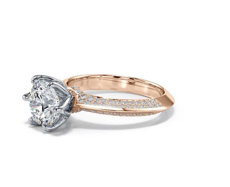 1.8CT Lab-Created Diamond D/VVS1 Round Cut 14K Gold Prong Knife Edge Accent Ring - Picture 22 of 50