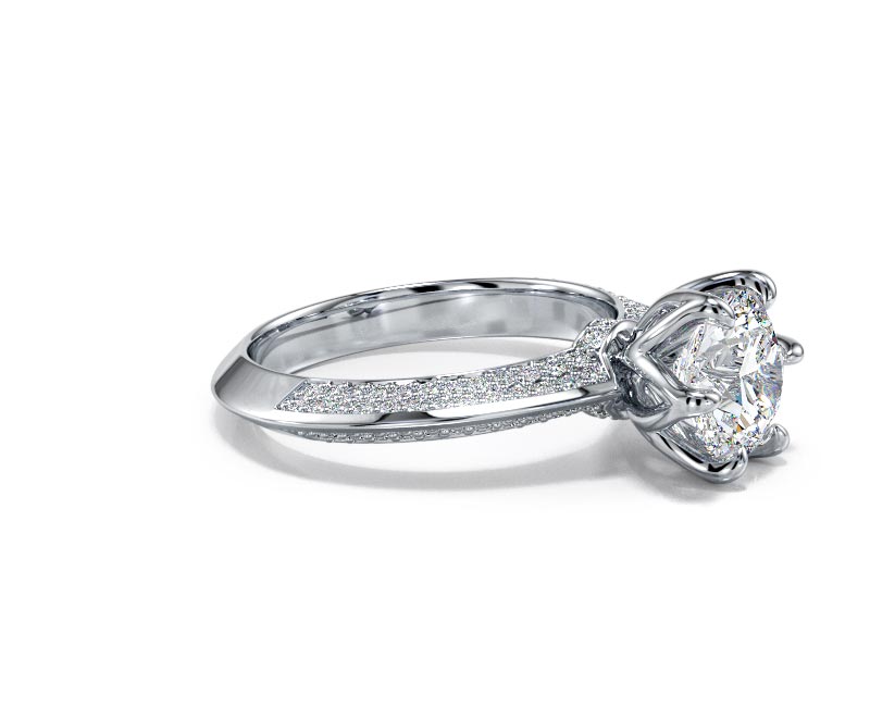 1.8CT Lab-Created Diamond D/VVS1 Round Cut 14K Gold Prong Knife Edge Accent Ring - Picture 3 of 50