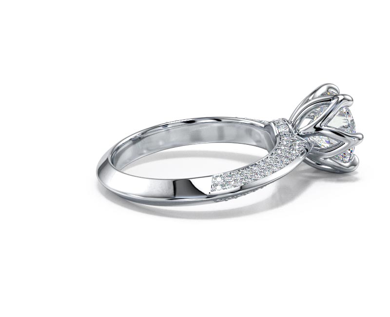 1.8CT Lab-Created Diamond D/VVS1 Round Cut 14K Gold Prong Knife Edge Accent Ring - Picture 4 of 50