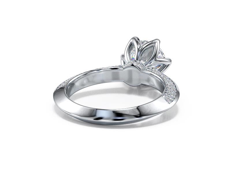 1.8CT Lab-Created Diamond D/VVS1 Round Cut 14K Gold Prong Knife Edge Accent Ring - Picture 5 of 50