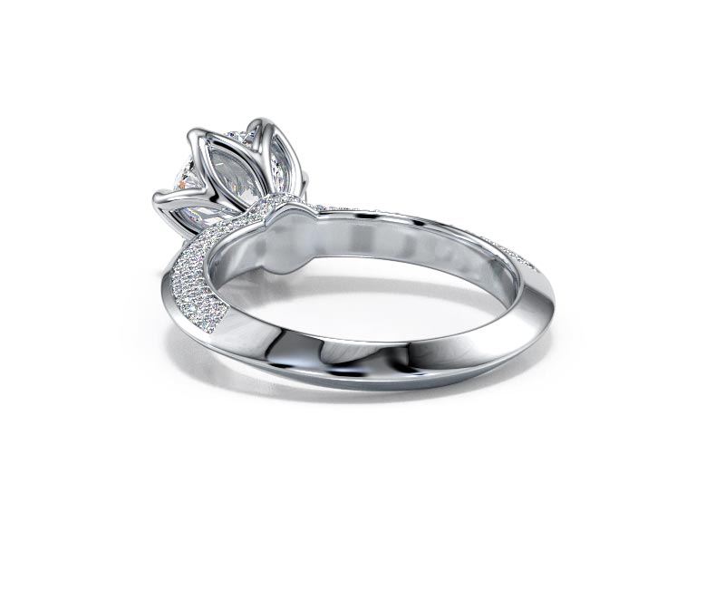 1.8CT Lab-Created Diamond D/VVS1 Round Cut 14K Gold Prong Knife Edge Accent Ring - Picture 6 of 50