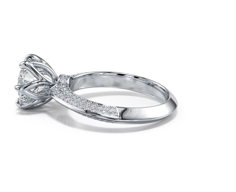 1.8CT Lab-Created Diamond D/VVS1 Round Cut 14K Gold Prong Knife Edge Accent Ring - Picture 7 of 50