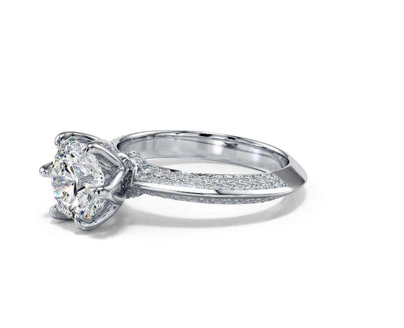 1.8CT Lab-Created Diamond D/VVS1 Round Cut 14K Gold Prong Knife Edge Accent Ring - Picture 8 of 50