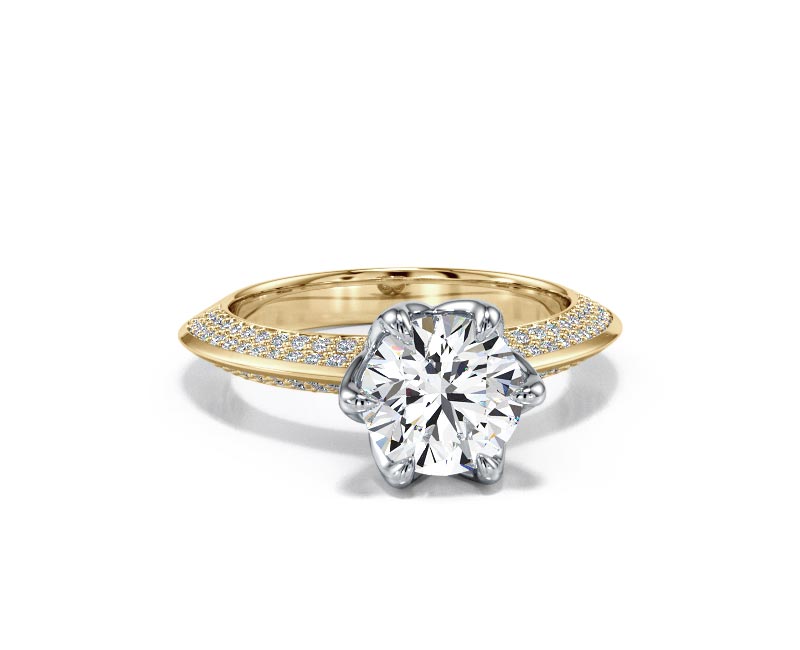 1.8CT Lab-Created Diamond D/VVS1 Round Cut 14K Gold Prong Knife Edge Accent Ring - Picture 9 of 50