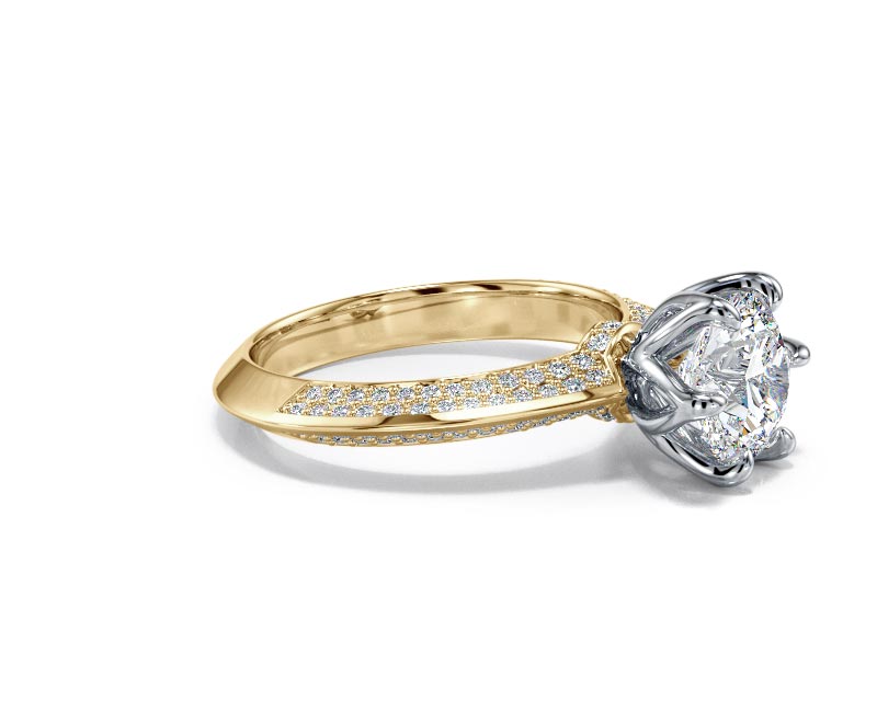 1.8CT Lab-Created Diamond D/VVS1 Round Cut 14K Gold Prong Knife Edge Accent Ring - Picture 10 of 50
