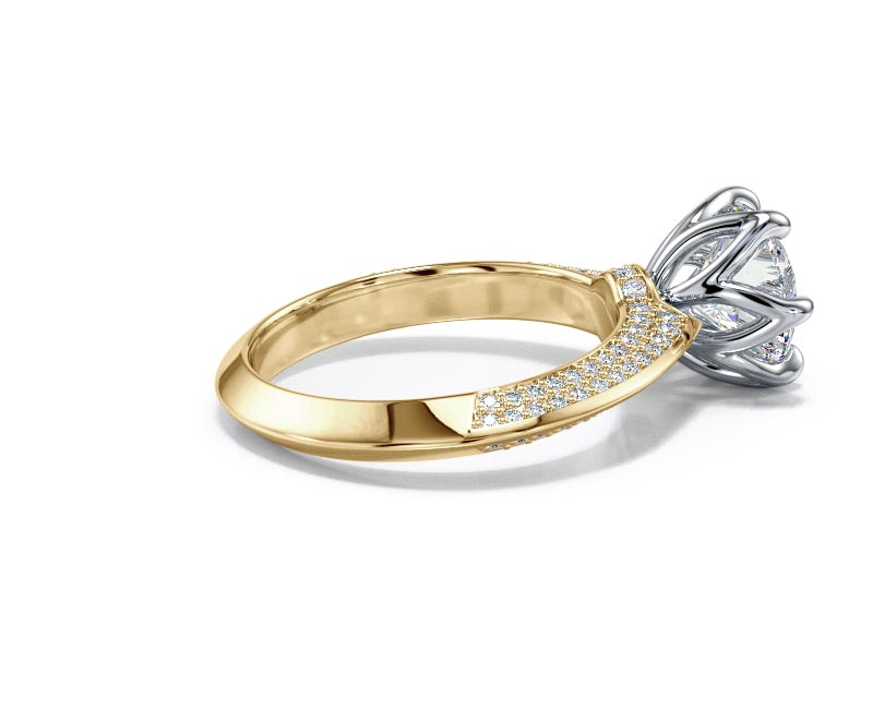 1.8CT Lab-Created Diamond D/VVS1 Round Cut 14K Gold Prong Knife Edge Accent Ring - Picture 11 of 50