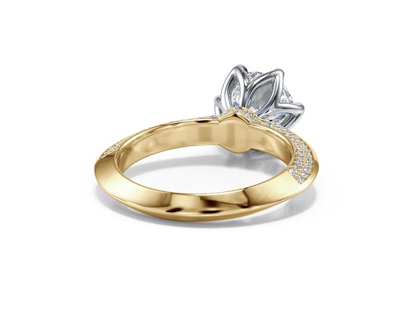 1.8CT Lab-Created Diamond D/VVS1 Round Cut 14K Gold Prong Knife Edge Accent Ring - Picture 12 of 50