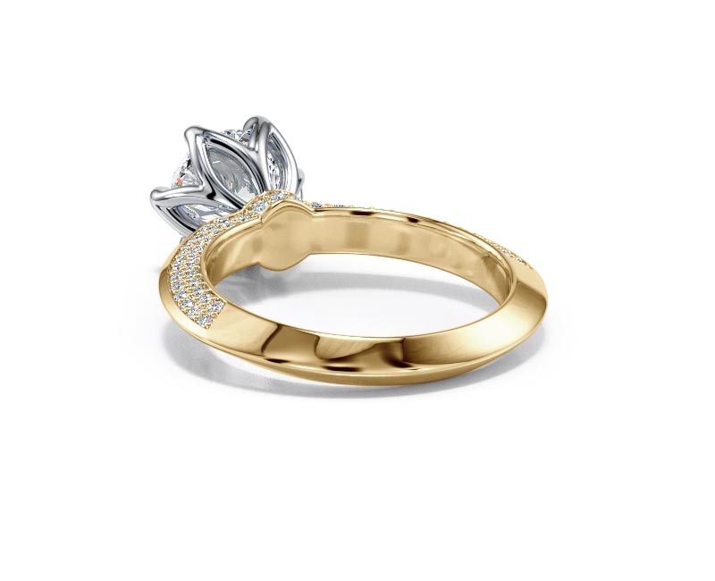 1.8CT Lab-Created Diamond D/VVS1 Round Cut 14K Gold Prong Knife Edge Accent Ring - Picture 13 of 50