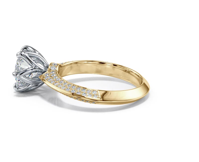 1.8CT Lab-Created Diamond D/VVS1 Round Cut 14K Gold Prong Knife Edge Accent Ring - Picture 14 of 50