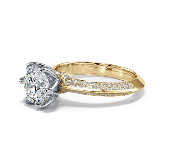 1.8CT Lab-Created Diamond D/VVS1 Round Cut 14K Gold Prong Knife Edge Accent Ring - Picture 15 of 50