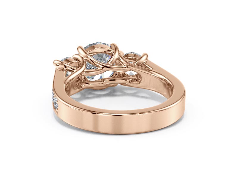 3.44ct AGI Lab-Created Diamond D/VVS2 Round Cut 14K Gold Vintage Engagement Ring - Picture 19 of 50