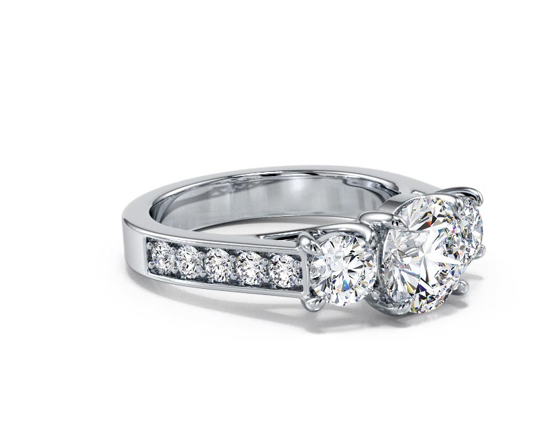 3.44ct AGI Lab-Created Diamond D/VVS2 Round Cut 14K Gold Vintage Engagement Ring - Picture 2 of 50