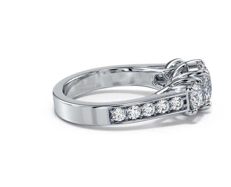 3.44ct AGI Lab-Created Diamond D/VVS2 Round Cut 14K Gold Vintage Engagement Ring - Picture 3 of 50