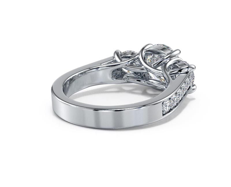 3.44ct AGI Lab-Created Diamond D/VVS2 Round Cut 14K Gold Vintage Engagement Ring - Picture 4 of 50
