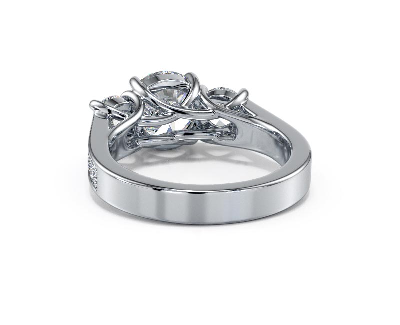 3.44ct AGI Lab-Created Diamond D/VVS2 Round Cut 14K Gold Vintage Engagement Ring - Picture 5 of 50