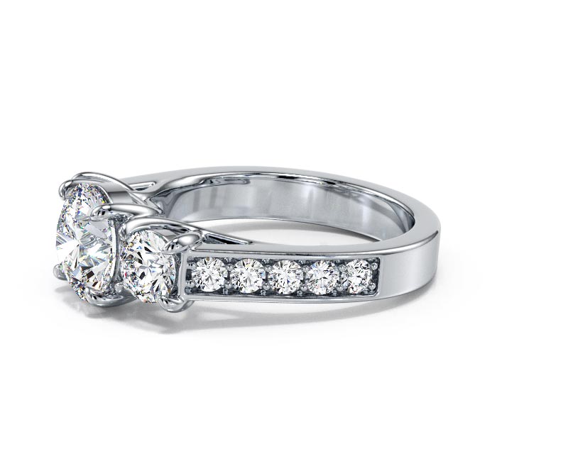 3.44ct AGI Lab-Created Diamond D/VVS2 Round Cut 14K Gold Vintage Engagement Ring - Picture 7 of 50