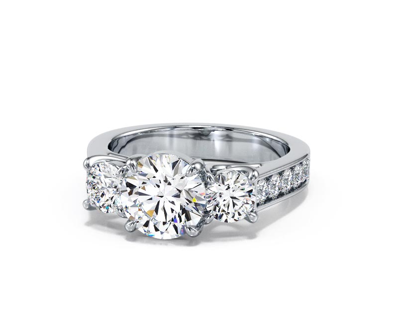 3.44ct AGI Lab-Created Diamond D/VVS2 Round Cut 14K Gold Vintage Engagement Ring - Picture 8 of 50