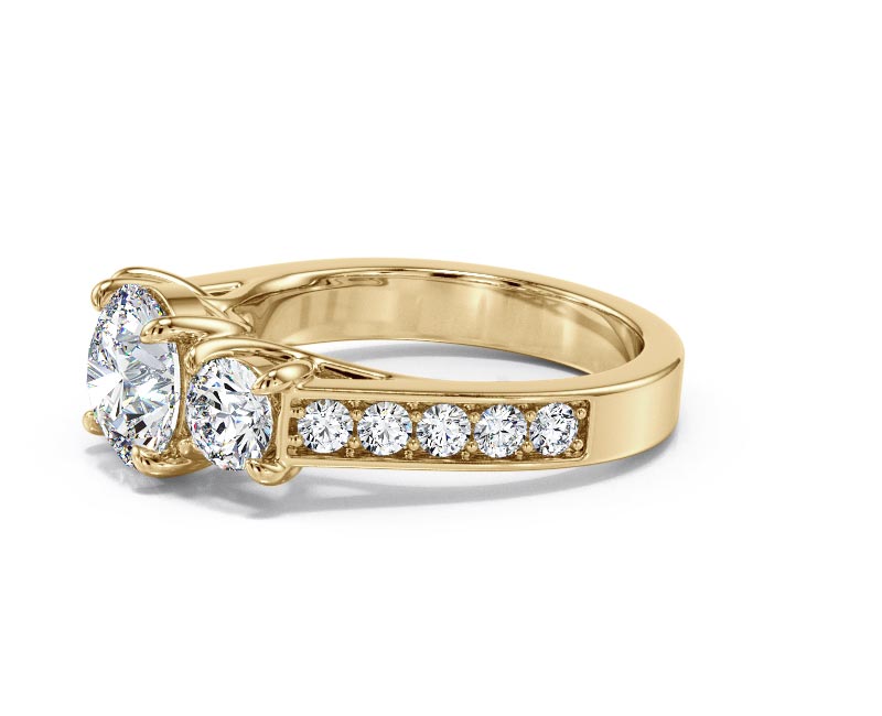 3.44ct AGI Lab-Created Diamond D/VVS2 Round Cut 14K Gold Vintage Engagement Ring - Picture 14 of 50