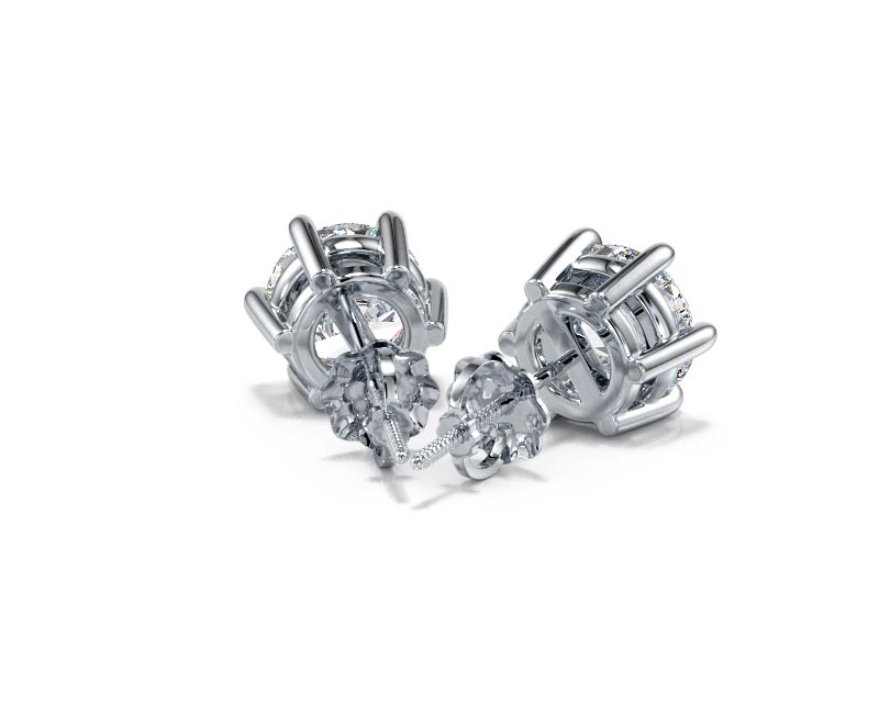 1.50 Carat Lab-Created Diamond D/VVS2 Round Cut 14K Gold 6-Prong Stud Earrings - Picture 8 of 54