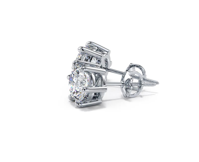 1.50 Carat Lab-Created Diamond D/VVS2 Round Cut 14K Gold 6-Prong Stud Earrings - Picture 10 of 54