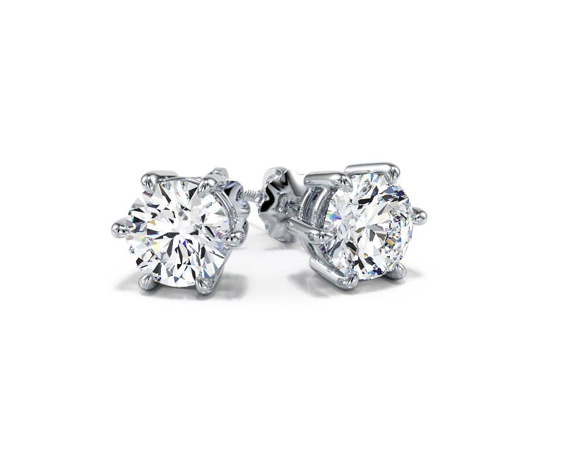 1.50 Carat Lab-Created Diamond D/VVS2 Round Cut 14K Gold 6-Prong Stud Earrings - Picture 12 of 54