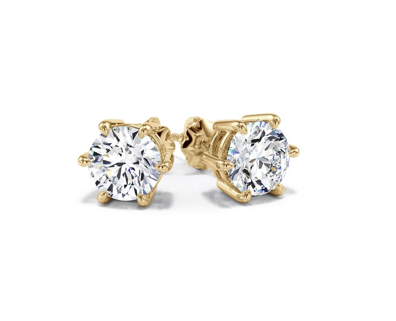 1.50 Carat Lab-Created Diamond D/VVS2 Round Cut 14K Gold 6-Prong Stud Earrings - Picture 19 of 54