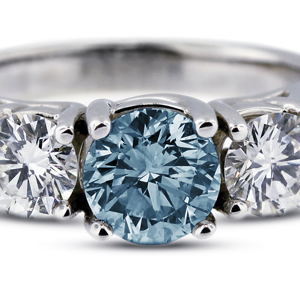 1.52ct Blue VS2 Round Natural Certified Diamonds 18k Classic Engagement Ring - Picture 2 of 17