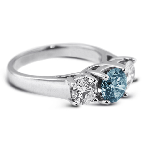 1.52ct Blue VS2 Round Natural Certified Diamonds 18k Classic Engagement Ring - Picture 3 of 17
