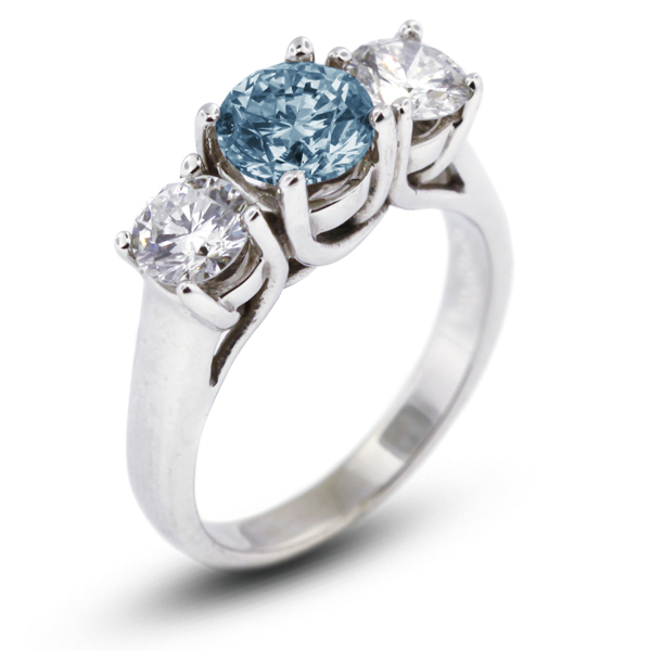 1.52ct Blue VS2 Round Natural Certified Diamonds 18k Classic Engagement Ring - Picture 7 of 17